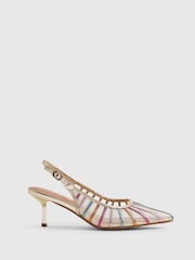 وردي - حذاء كعب كورت شبكي بتصميم مُقسَّم من River Island - صورة 2 من 6