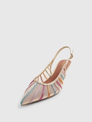 وردي - حذاء كعب كورت شبكي بتصميم مُقسَّم من River Island - صورة 6 من 6