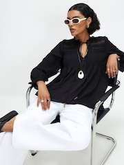 River Island Black Long Sleeve Lace Blouse - Image 3 of 4