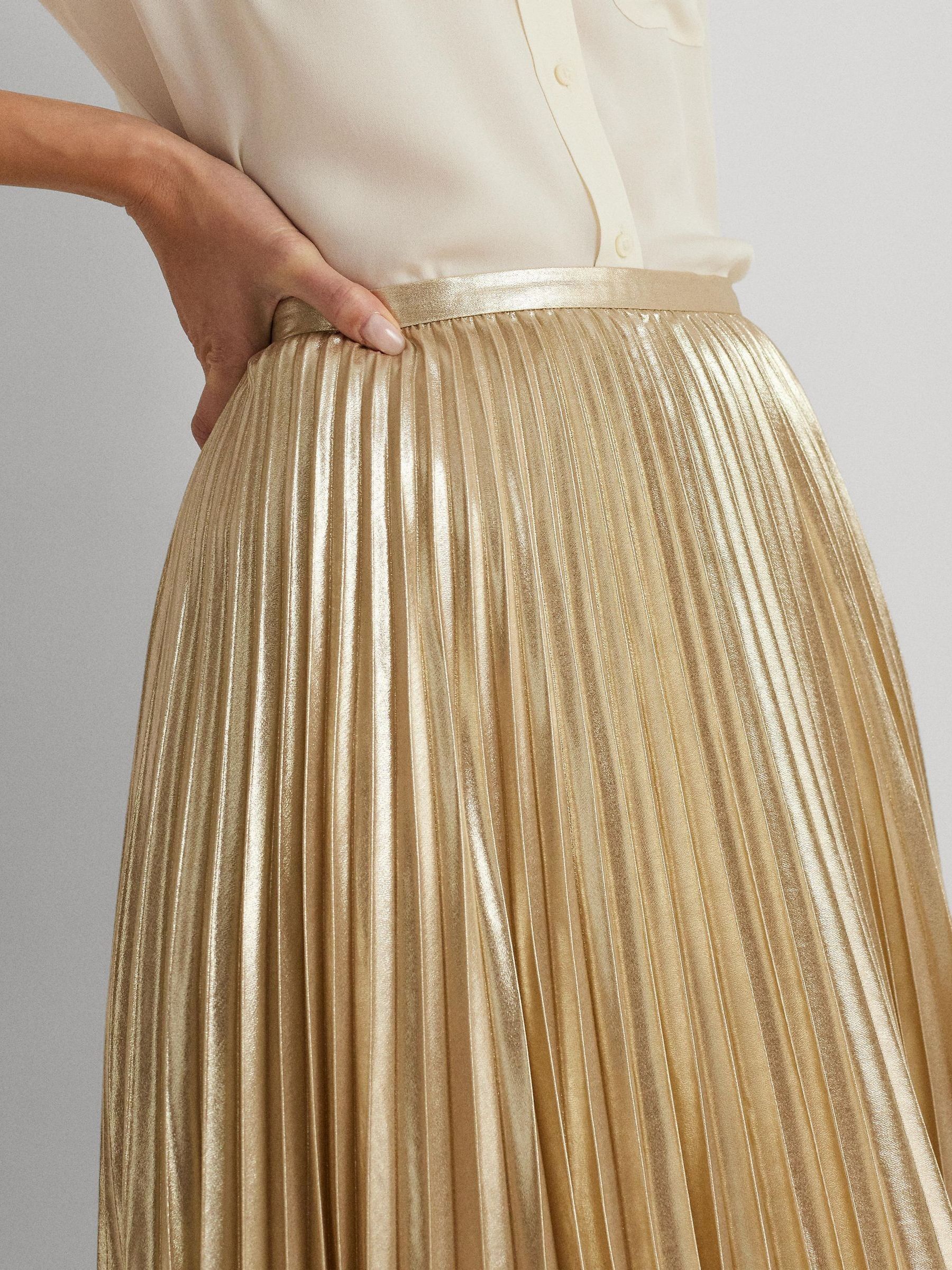 Buy Lauren Ralph Lauren Gold Suzu Pleated Metallic Chiffon Buy Lauren Ralph Lauren Gold Suzu Pleated Metallic Chiffon