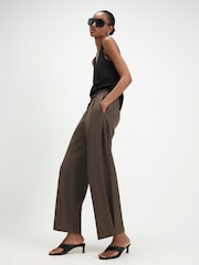 River Island Brown Belt Trim Leg Barrel Trousers - Image 2 of 4