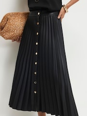 River Island Black Popper Front Pleated Midi Skirt - Image 4 of 4