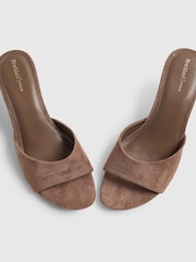 River Island Brown Suedette Mule Heeled Sandals - Image 4 of 5