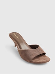 River Island Brown Suedette Mule Heeled Sandals - Image 5 of 5
