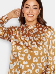 Braun, Tierfellmuster - M&co Hochgeschlossene Satinbluse​​​​​​​ - Bild 4 von 4