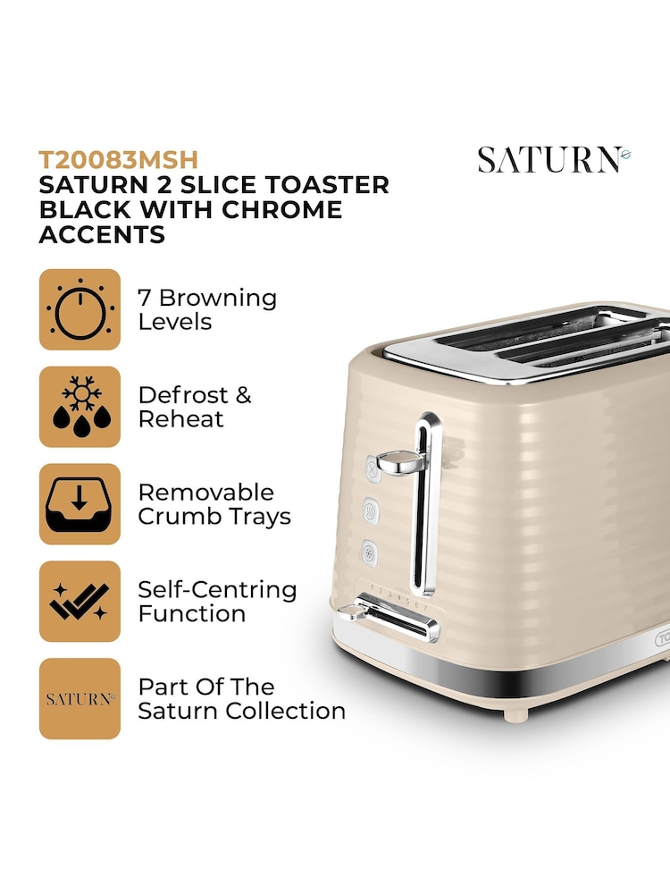 Tower Cream Saturn 2 Slice Toaster - Image 2 of 8