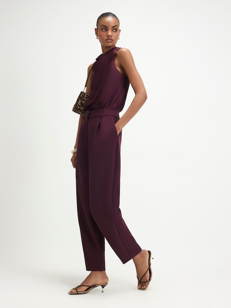 River Island Purple Pleat Detail Barrel Trousers - Image 1 of 4 River Island Purple Pleat Detail Barrel Trousers - Image 1 of 4