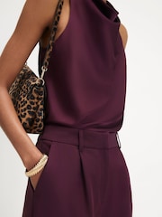 River Island Purple Pleat Detail Barrel Trousers - Image 3 of 4