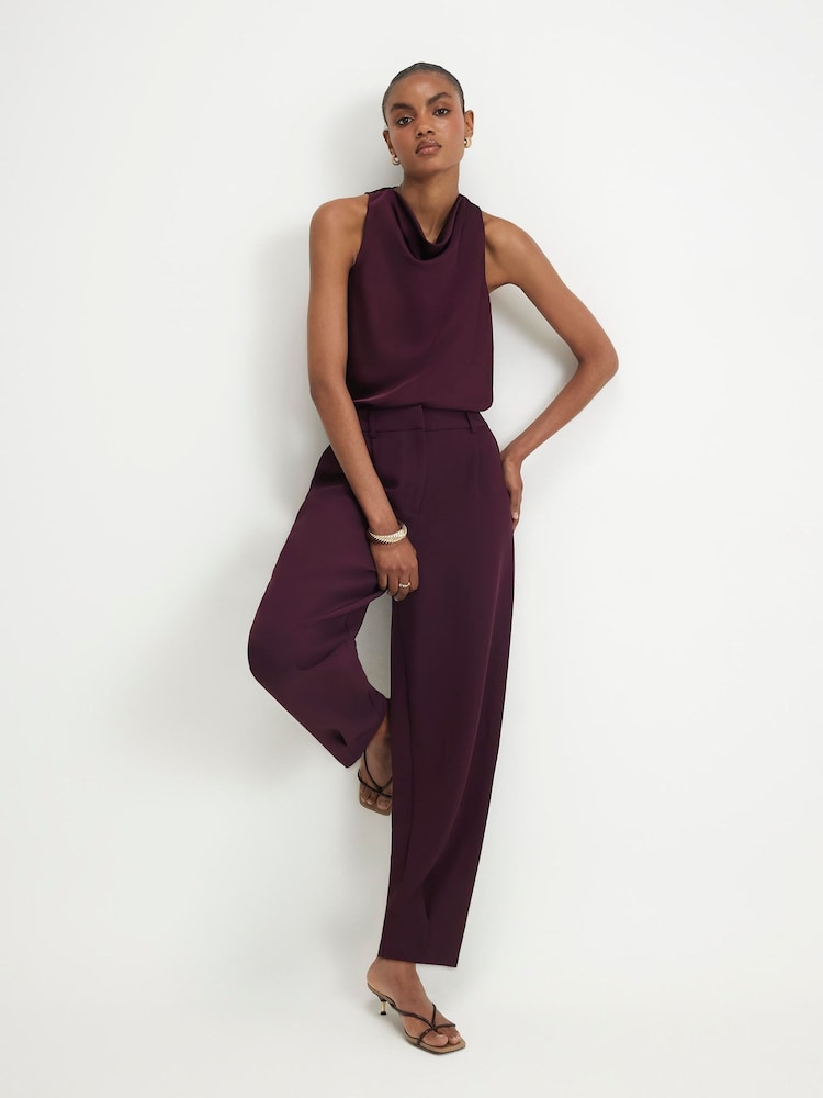 River Island Purple Pleat Detail Barrel Trousers - Image 4 of 4 River Island Purple Pleat Detail Barrel Trousers - Image 4 of 4