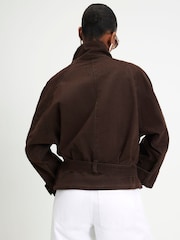 River Island Brown Washed Cotton Funnel Neck Jacket - Image 3 of 4