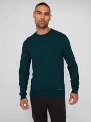 Threadbare Forest Green Crew Neck Knitted Jumper - Image 1 of 4