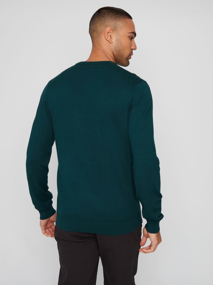 Threadbare Forest Green Crew Neck Knitted Jumper - Image 2 of 4