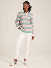 Joules Falmouth Pink & Green Striped Cotton Rugby Shirt - Image 3 of 7