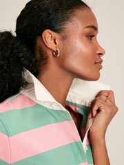 Joules Falmouth Pink & Green Striped Cotton Rugby Shirt - Image 5 of 7
