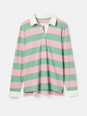 Joules Falmouth Pink & Green Striped Cotton Rugby Shirt - Image 7 of 7