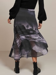 Blue/Black Abstract Print Asymmetric Hem Skirt - Image 3 of 6
