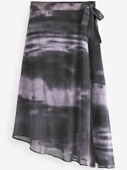 Blue/Black Abstract Print Asymmetric Hem Skirt - Image 5 of 6