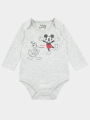 Character White Baby Mickey Mouse Sleepsuit Bodysuit Hat And Bib 4 Piece Set - Image 2 of 5