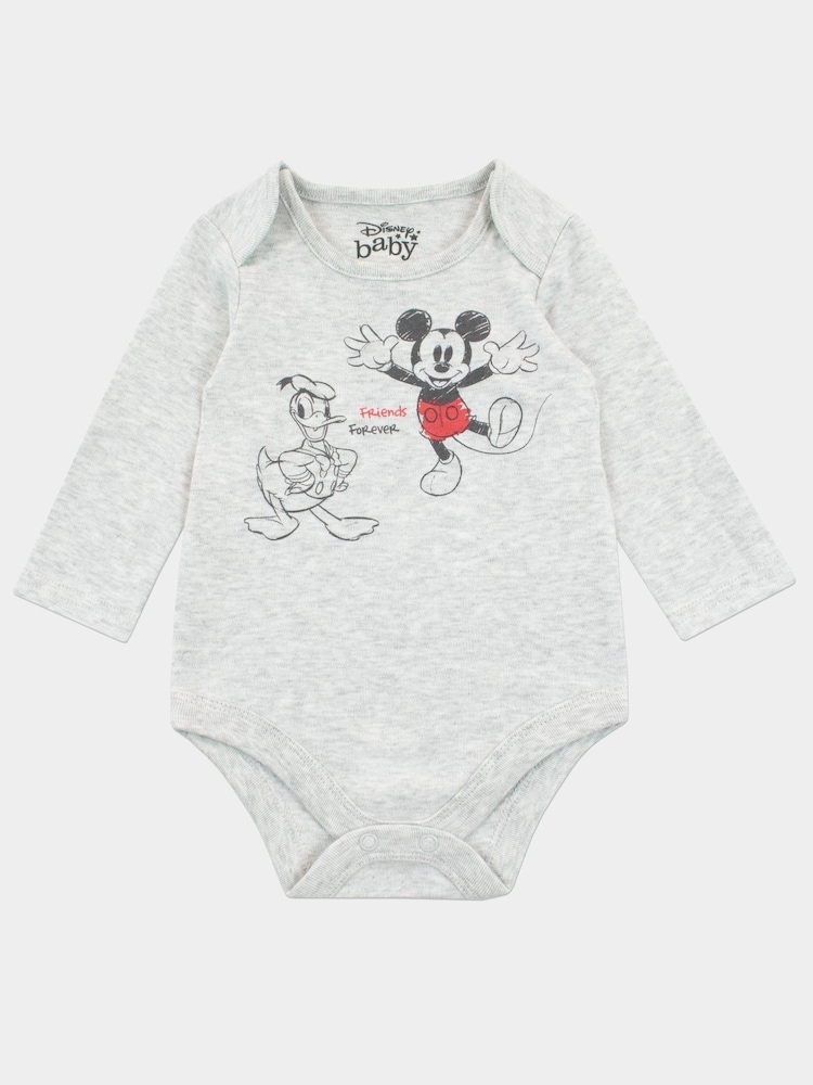 Character White Baby Mickey Mouse Sleepsuit Bodysuit Hat And Bib 4 Piece Set - Image 2 of 5 Character White Baby Mickey Mouse Sleepsuit Bodysuit Hat And Bib 4 Piece Set - Image 2 of 5