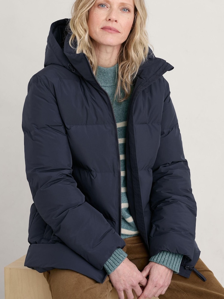 Seasalt Cornwall Blue Waymaker Waterproof Puffer Jacket - Image 6 of 11