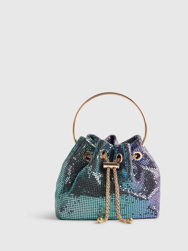River Island Silver Chainmail Bucket Bag - Image 1 of 4