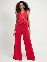 River Island Red Embellished Button Jumpsuit - Image 1 of 4