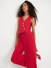 River Island Red Embellished Button Jumpsuit - Image 4 of 4