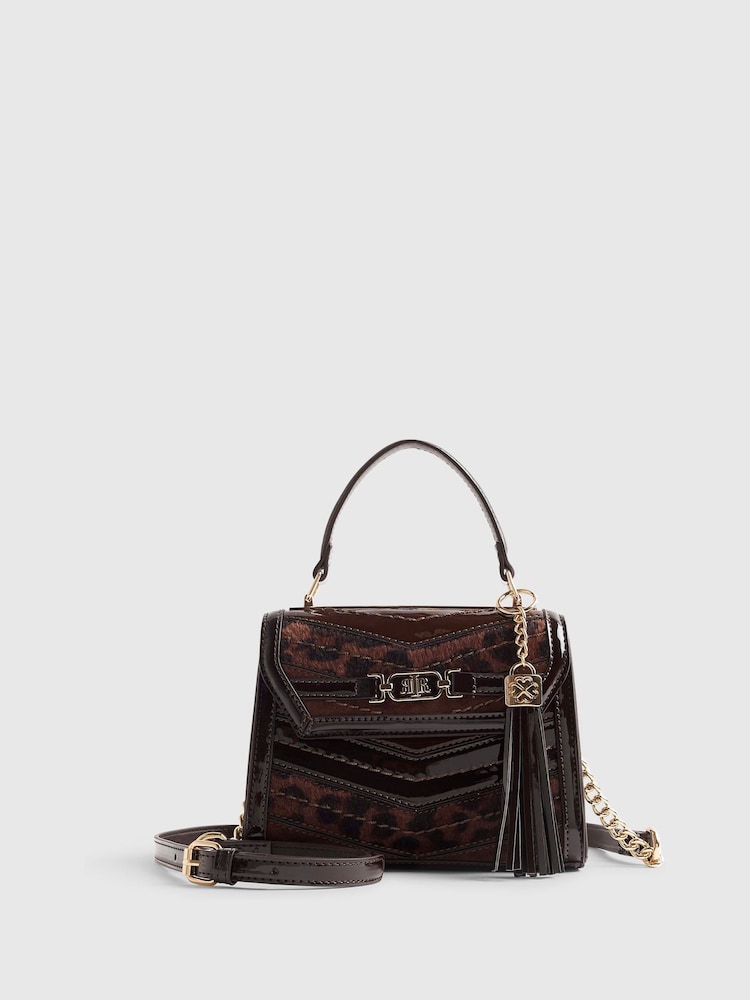 River Island Brown Panelled Mini Tote Bag - Image 1 of 6 River Island Brown Panelled Mini Tote Bag - Image 1 of 6
