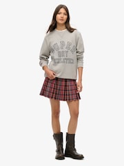 Superdry Dark Red Vintage Check Pleated Mini Skirt - Image 2 of 7