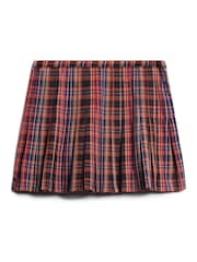 Superdry Dark Red Vintage Check Pleated Mini Skirt - Image 5 of 7