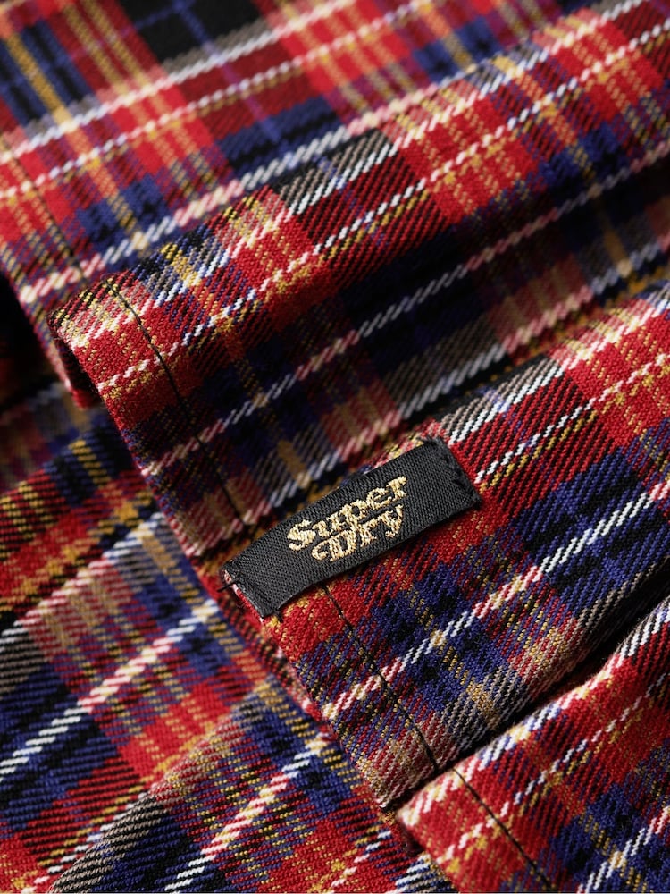 Superdry Dark Red Vintage Check Pleated Mini Skirt - Image 7 of 7