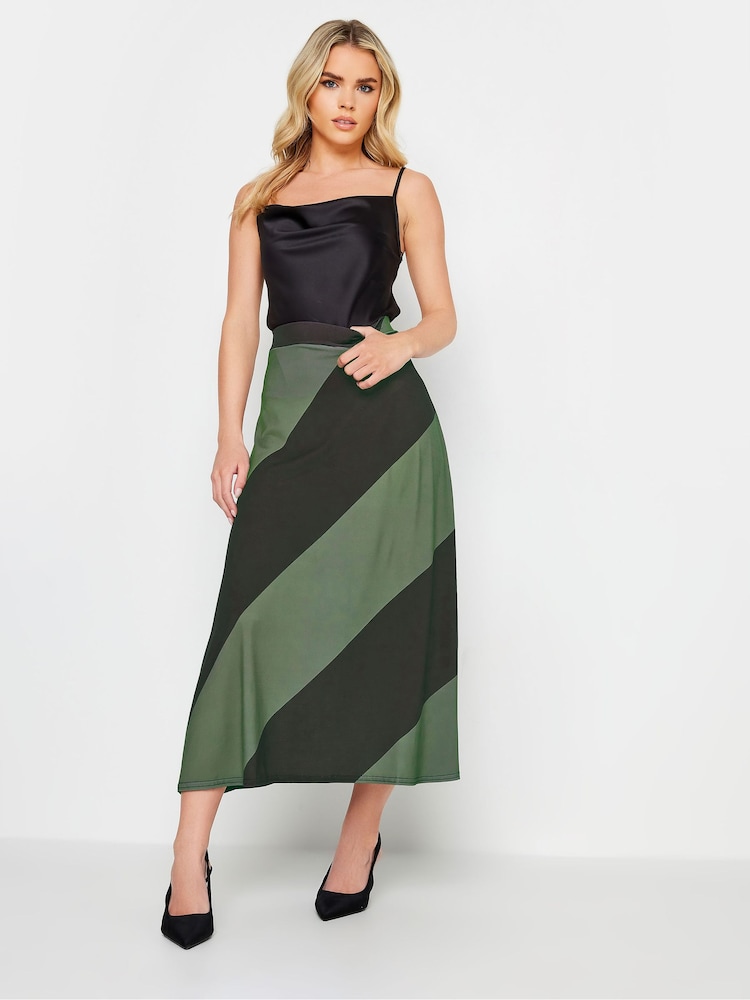 PixieGirl Petite Green Diagonal Stripe Maxi Skirt - Image 1 of 5