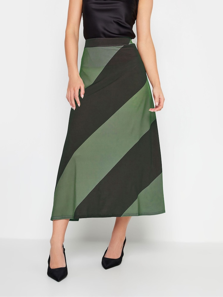 PixieGirl Petite Green Diagonal Stripe Maxi Skirt - Image 2 of 5