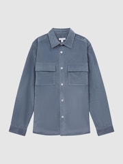 Reiss Airforce Blue Colins Corduroy Button-Through Overshirt - Image 2 of 5