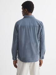 Reiss Airforce Blue Colins Corduroy Button-Through Overshirt - Image 5 of 5