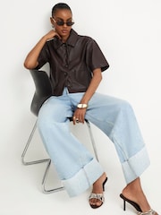 River Island Brown Button Through Short Sleeve Shirt - Image 2 of 4