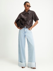 River Island Brown Button Through Short Sleeve Shirt - Image 3 of 4