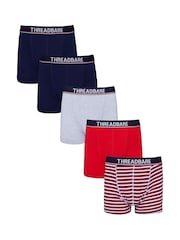 Threadbare Blue Hipster Boxers 5 Packs - Image 1 of 6