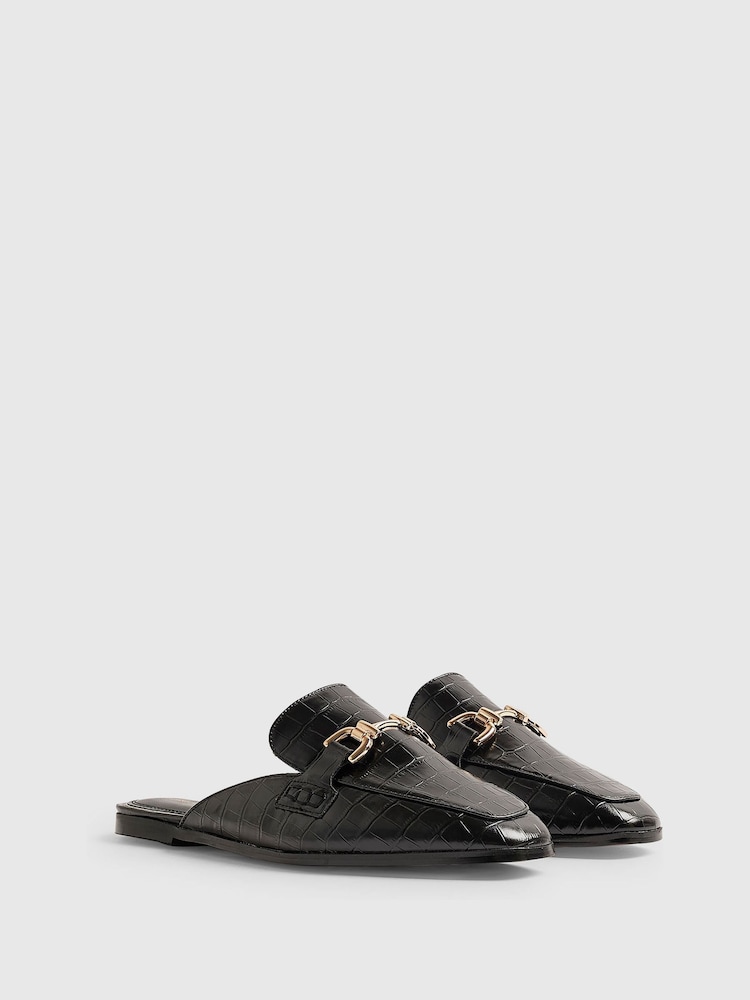 River Island Crocodile Embossed Backless Loafers - Obrázek 2 z 5
