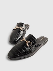 River Island Crocodile Embossed Backless Loafers - Obrázek 5 z 5