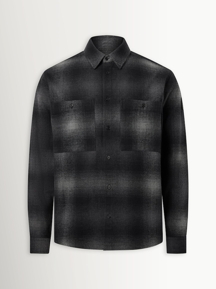 Belstaff Black Outpost Brushed Cotton Flannel Shirt - Image 1 of 3