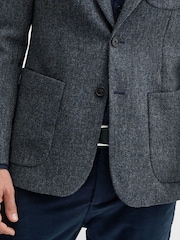 Oliver Sweeney Blue Galadoo Wool Herringbone Blazer - Image 5 of 8