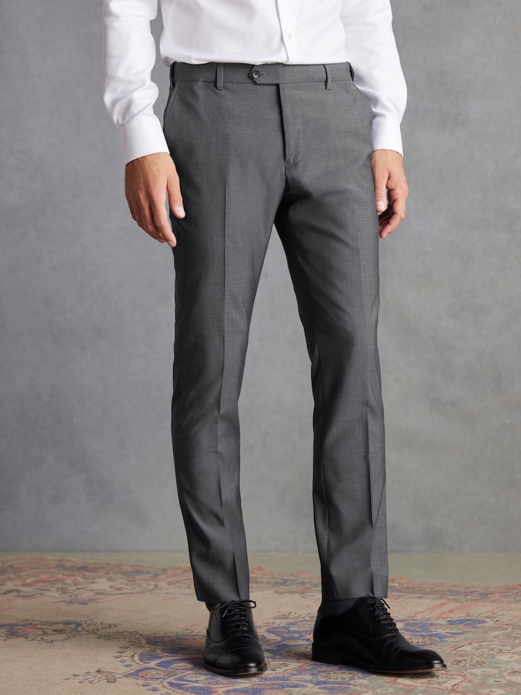 Charcoal Grey Slim Signature Tollegno Wool Suit: Trousers - Image 1 of 8