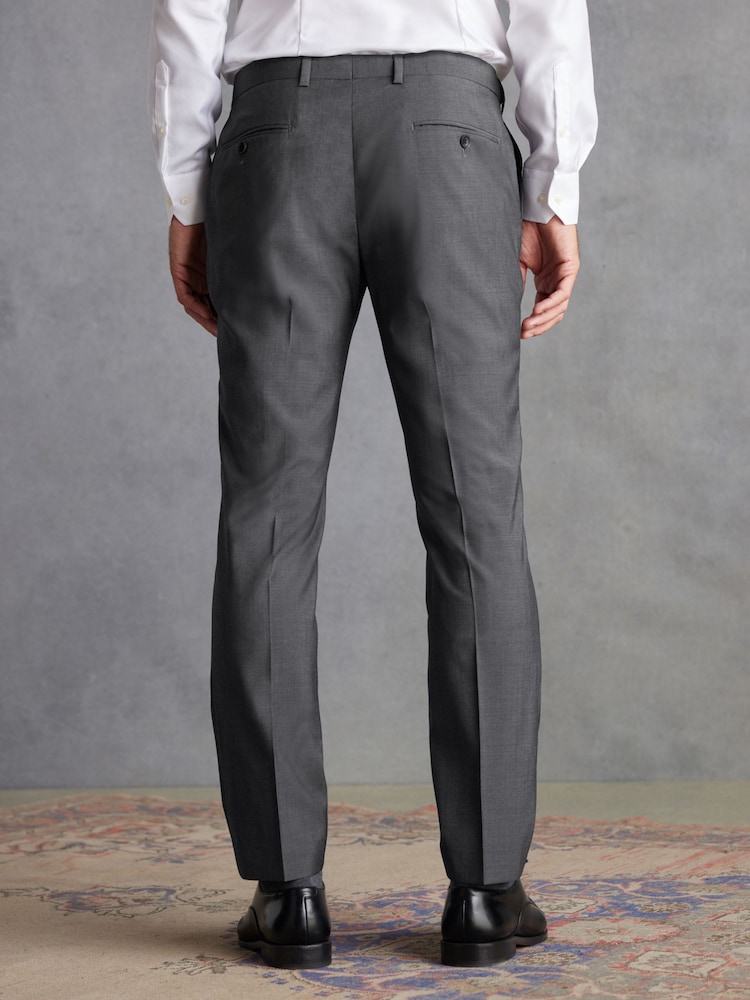 Charcoal Grey Slim Signature Tollegno Wool Suit: Trousers - Image 3 of 8