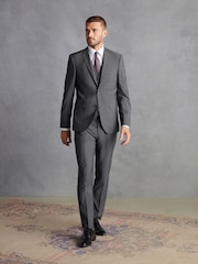 Charcoal Grey Slim Signature Tollegno Wool Suit: Trousers - Image 4 of 8