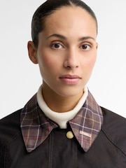 Barbour® Brown Icons Tartan Collar Modern Beadnell Wax Jacket - Image 4 of 7