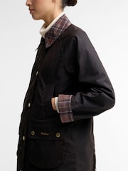 Barbour® Brown Icons Tartan Collar Modern Beadnell Wax Jacket - Image 5 of 7