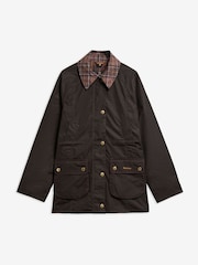 Barbour® Brown Icons Tartan Collar Modern Beadnell Wax Jacket - Image 7 of 7