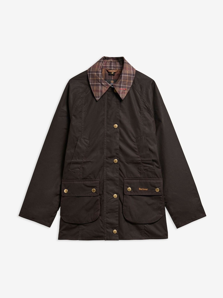 Barbour® Brown Icons Tartan Collar Modern Beadnell Wax Jacket - Image 7 of 7 Barbour® Brown Icons Tartan Collar Modern Beadnell Wax Jacket - Image 7 of 7