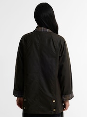 Barbour® Green Icons Tartan Collar Modern Beadnell Wax Jacket - Image 2 of 6